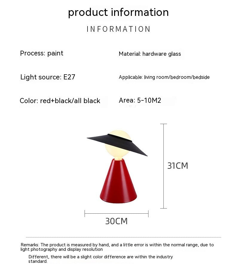 Straw Hat Glass Lamp Study And Bedroom Decoration