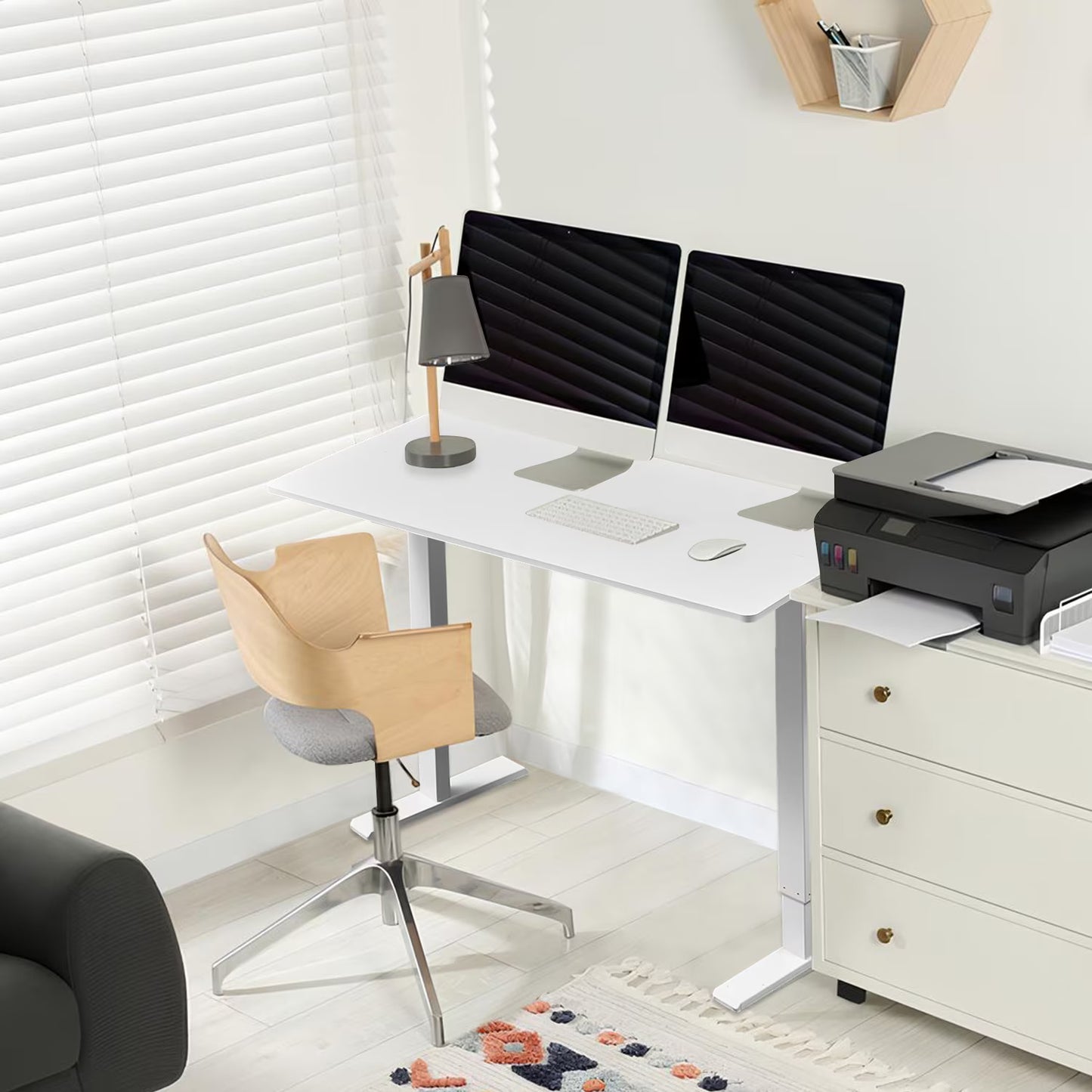 Hand-Crank Adjustable Office Desk Height Adjustable, With Flat Metal Legs Perfect For Home, Office, Gaming, Or Study Use ShopWithASmile7.com
