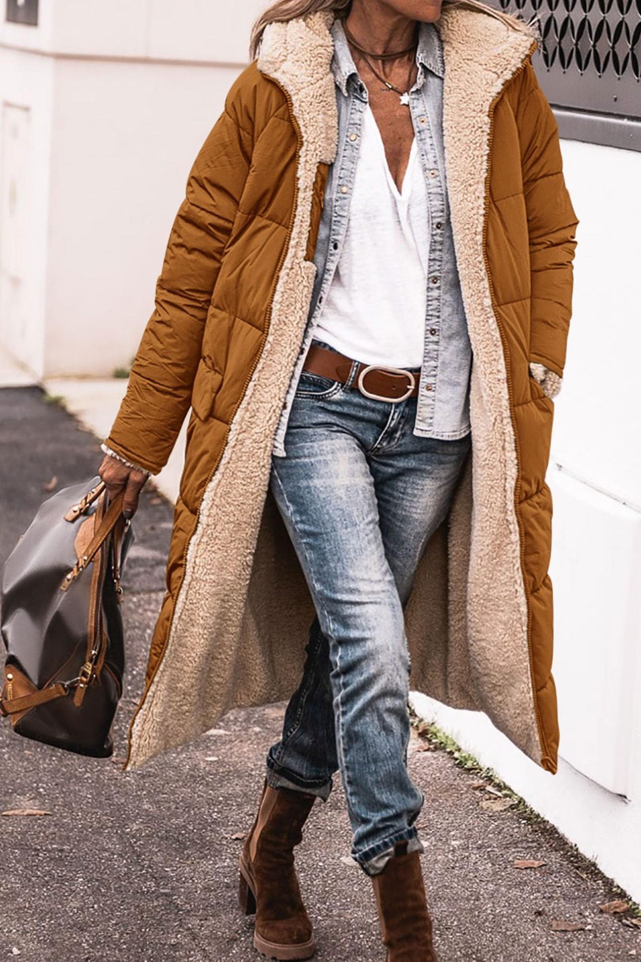 Women's Solid Color Hooded Cotton Jacket Long-sleeved Coat ShopWithASmile7.com