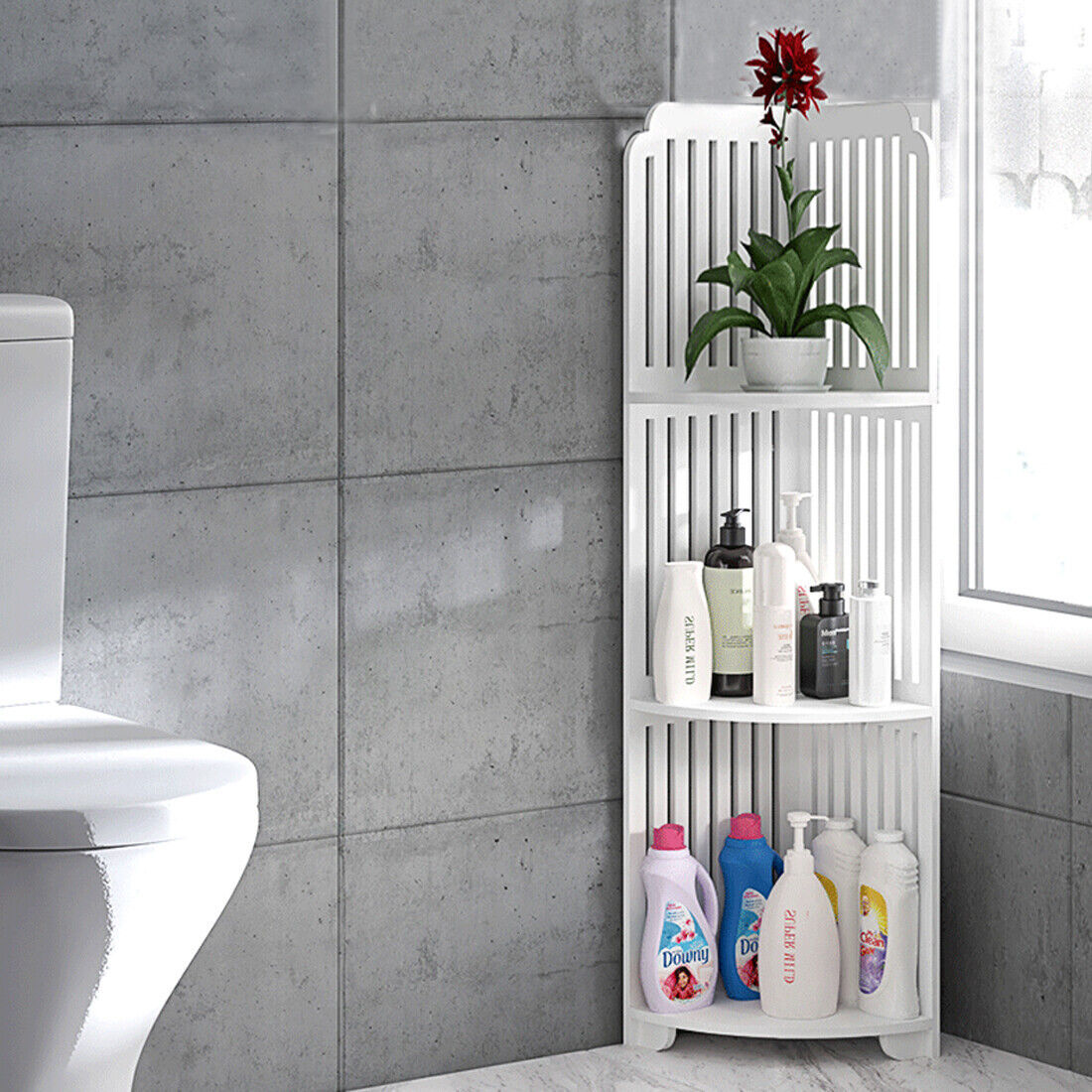3 Tier Corner Bath Shelf Shower Caddy Storage Rack Unit Organiser Stand White UK ShopWithASmile.com