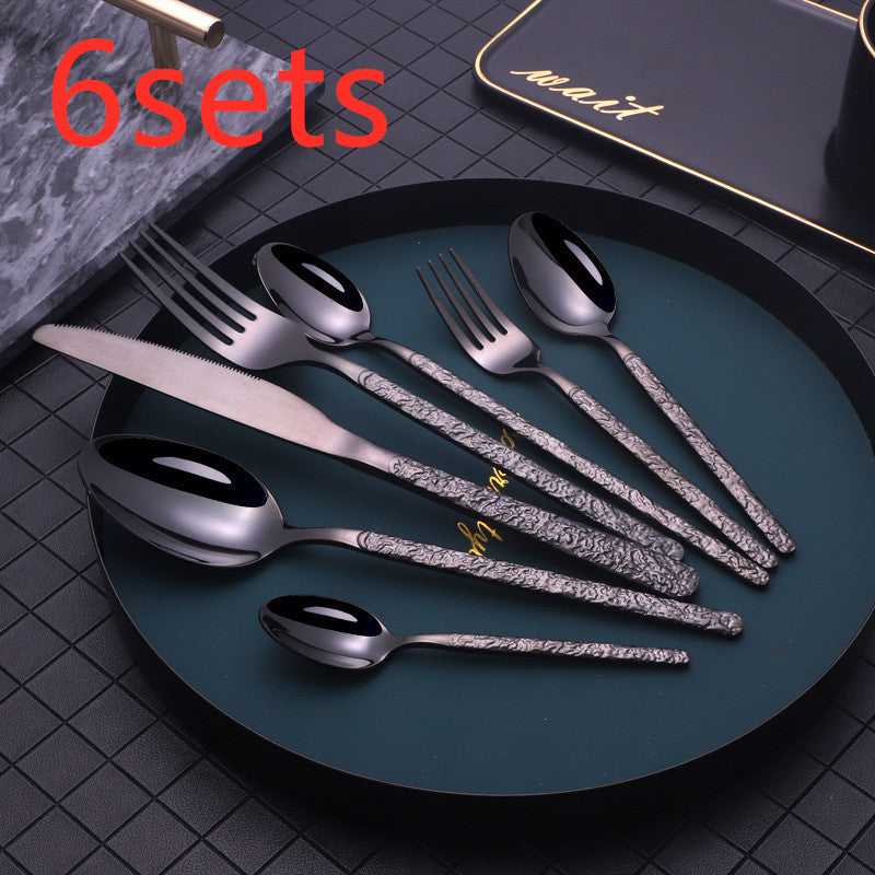 Embossed Textured Handle Steak Cutlery Western Cutlery ShopWithASmile7.com