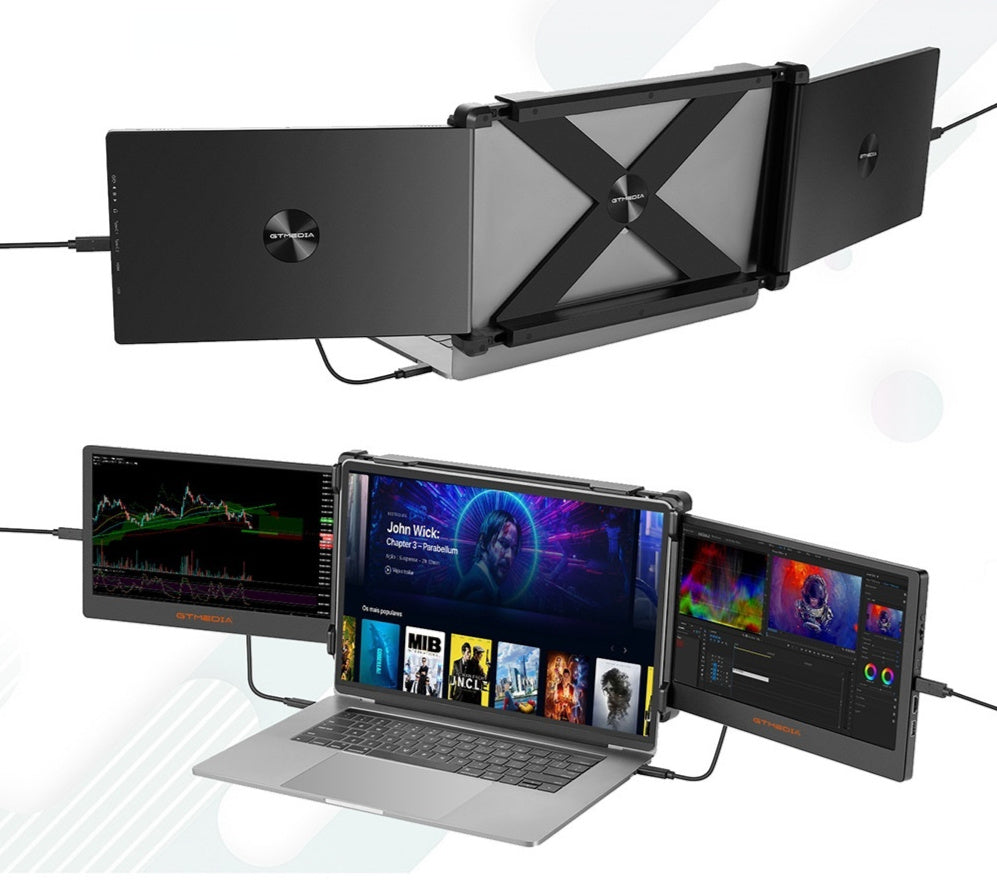Portable Mobile Phone and Laptop Display Screen, Multi-Device Compatible External Monitor, Lightweight 1080P Extended Screen with HDMI and Type-C Connectivity for Work and Travel