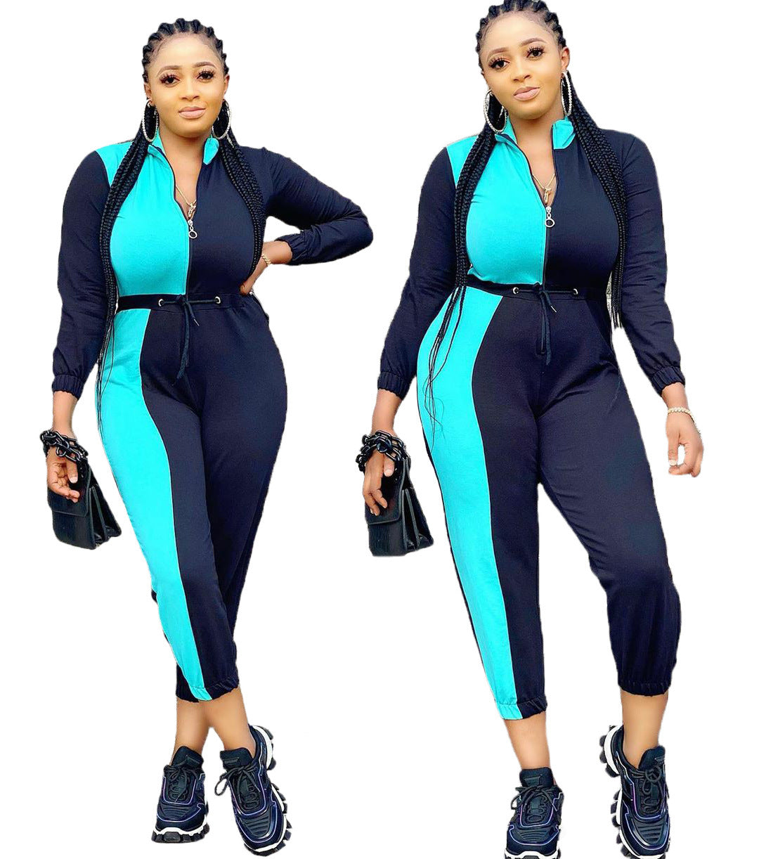 Women's Colorblock Long Sleeve Jumpsuit ShopWithASmile7.com