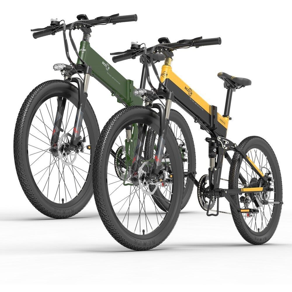 BEZIOR X500PRO Folding Electric Bike – 500W Motor, 48V 10.4Ah Battery, 26” Mountain E-Bike for Adults