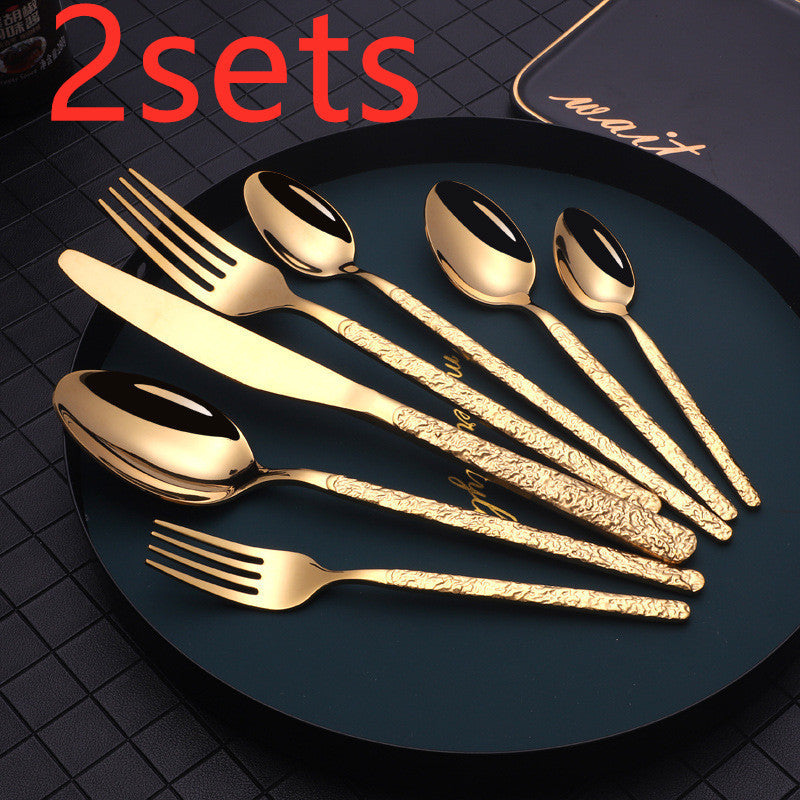 Embossed Textured Handle Steak Cutlery Western Cutlery ShopWithASmile7.com