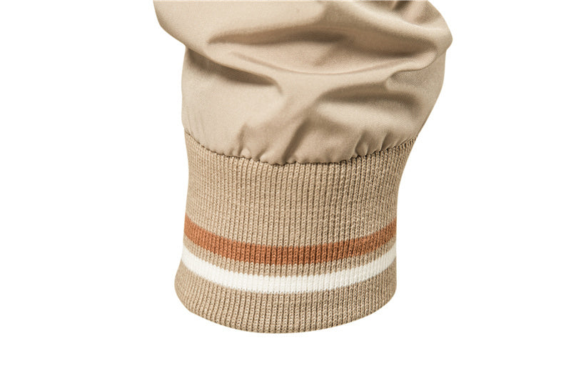Men's Striped Zip-up Jacket With Pockets Fashion Casual Outerwear Sports Baseball Clothing Spring And Fall ShopWithASmile.com