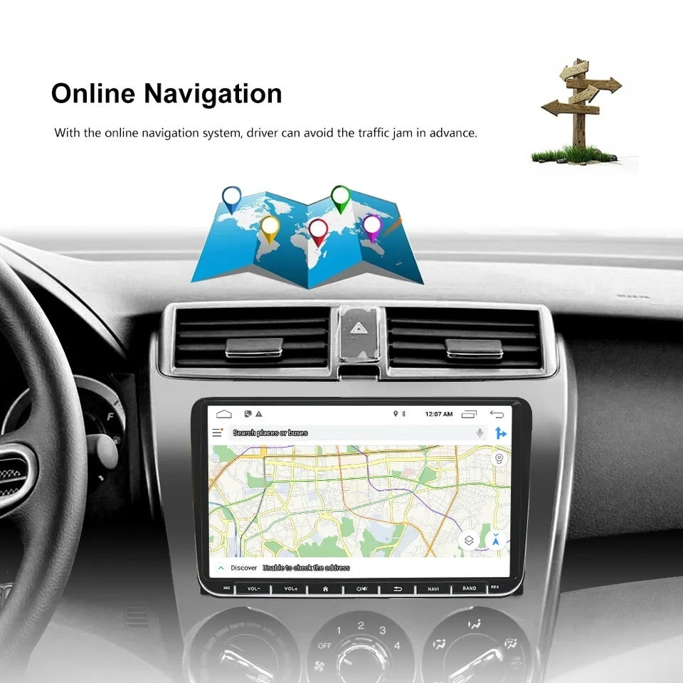9-Inch Smart Android Car Navigation Player Radio System with GPS, Internet, Bluetooth, Media and Camera Capabilities