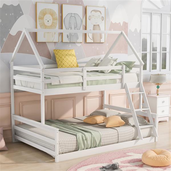Bunk Bed With Built-in Ladder, White