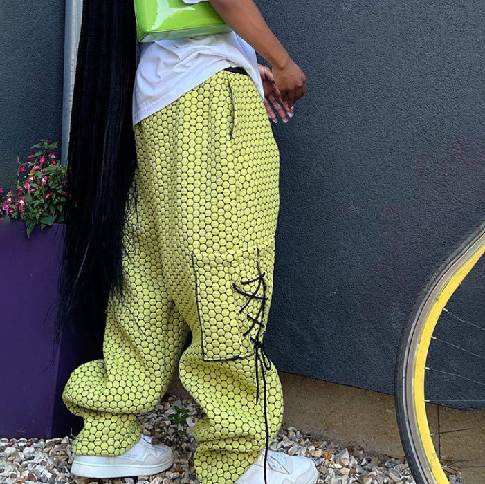 Designed Loose Woven Trousers With Lace Pockets