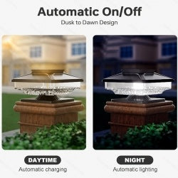 6 Pack Outdoor Solar Poat Cap Lights Cold White IP65 Waterproof For 4x4 5x5 6x6 Wood Posts In Garden Decor White