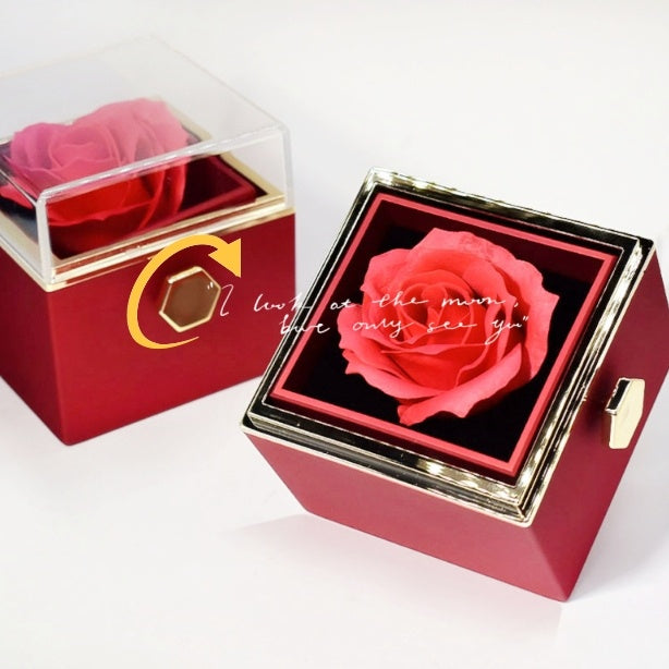 Rotating Soap Flower Rose Gift Box Creative Rotating Rose Jewelry Packaging Box Valentine's Day Gift For Women ShopWithASmile7.com