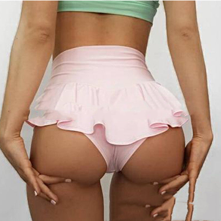 High Waist Slim Ruffle Yoga Hip Lift And Abdominal Shorts