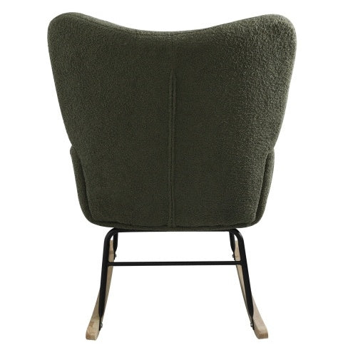 Teddy Fabric Rocking Chair, Modern Rocking Accent Chair For Nursery, Living Room, Bedroom, Deep Green ShopWithASmile7.com
