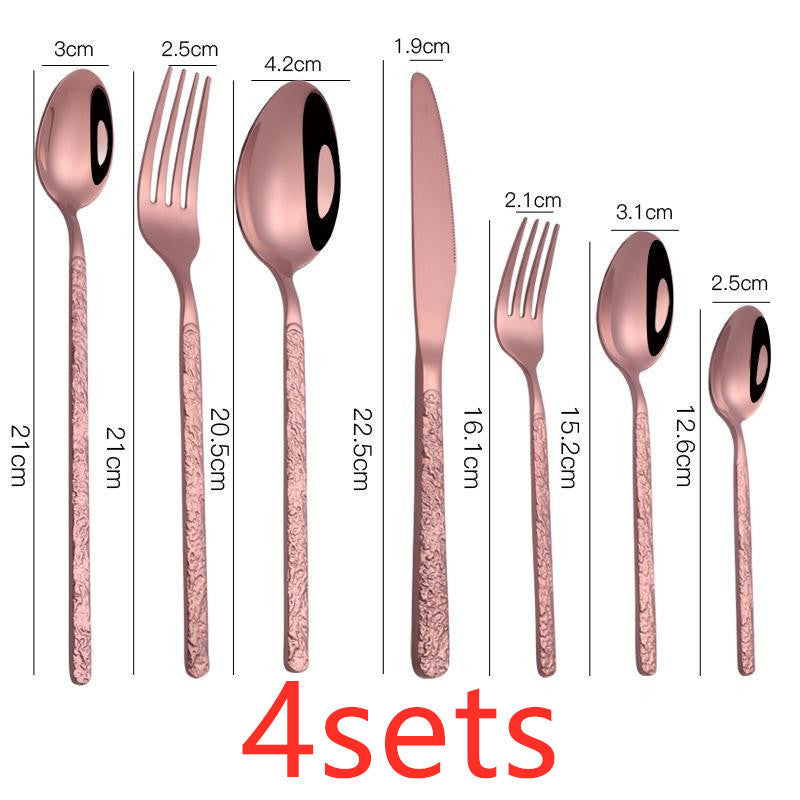 Embossed Textured Handle Steak Cutlery Western Cutlery ShopWithASmile7.com