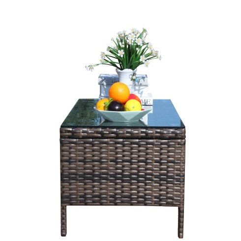 Outdoor Patio Furniture 1 Coffee Table With Clear Tempered Glass ShopWithASmile7.com