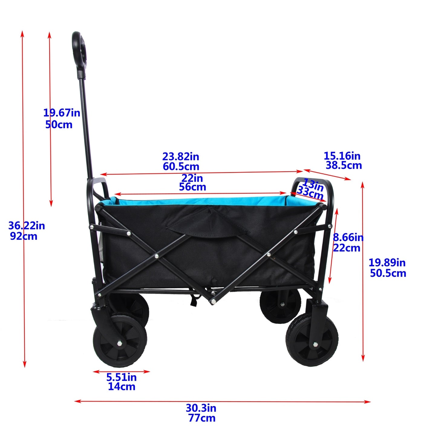 Folding Wagon Garden Shopping Beach Cart Black Blue