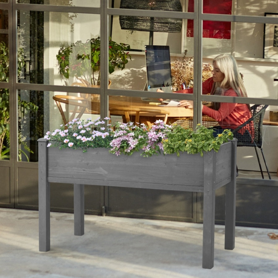 Raised Garden Bed With Legs, Elevated Wooden Planter Box For Outdoor Plants