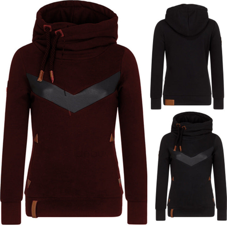 Women's New Long-sleeved Hooded Stitching Sweater ShopWithASmile7.com