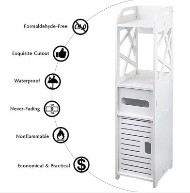 Wood Plastic Panel Bathroom Shelf - White