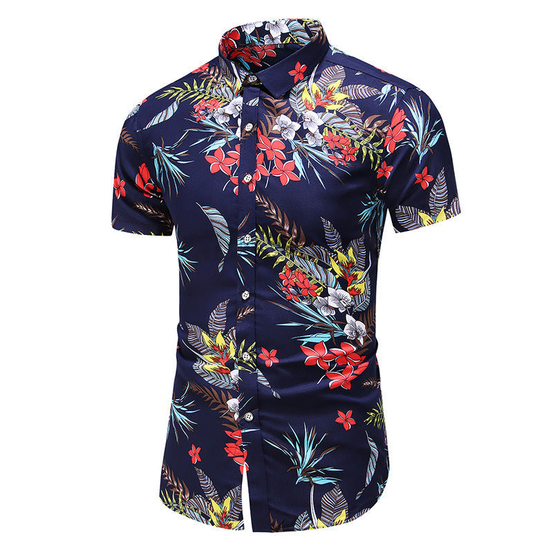 Men's Plus Size Printed Short-Sleeved Shirt