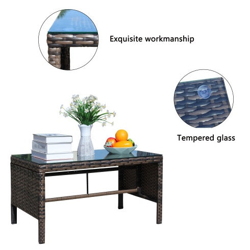 Outdoor Patio Furniture 1 Coffee Table With Clear Tempered Glass ShopWithASmile7.com
