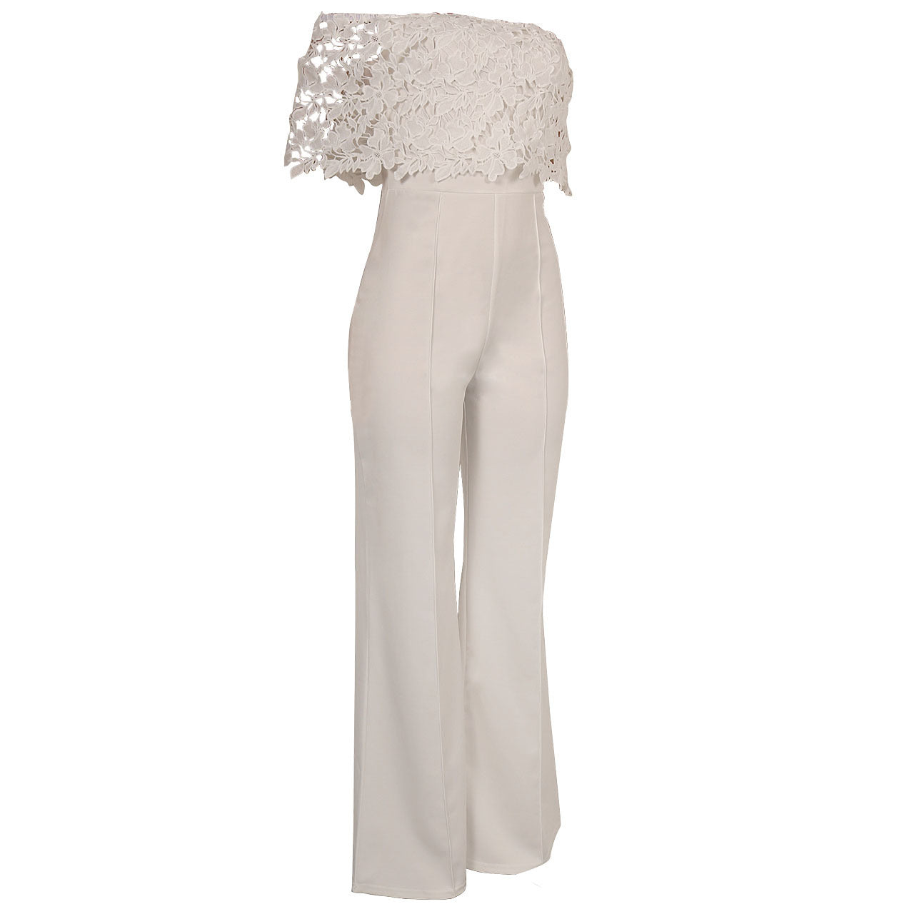Sexy Tight One-neck Water-soluble Embroidered Jumpsuit ShopWithASmile7.com