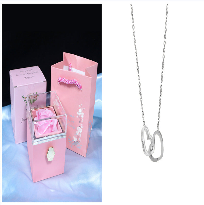 Rotating Soap Flower Rose Gift Box Creative Rotating Rose Jewelry Packaging Box Valentine's Day Gift For Women ShopWithASmile7.com