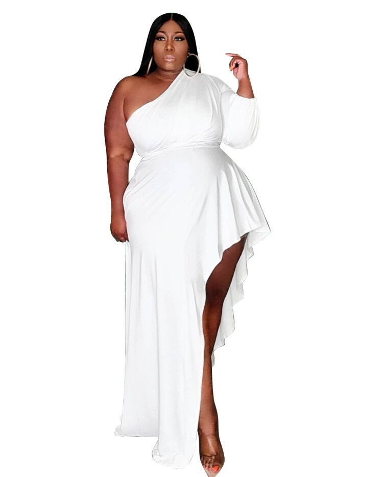 Women's Casual Slanted Shoulder Long Dress