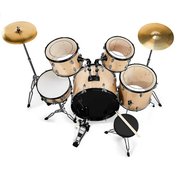 Full Size Drum Set 5-Piece Two Tom Drum, Snare Drum, Floor Tom