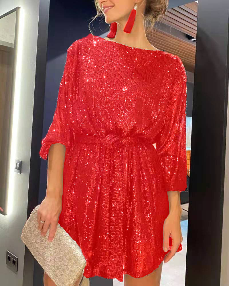 European And American Festival Party Sparkling Beaded Dress Dinner Suit