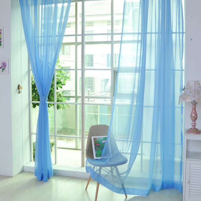 Solid Color Glass Mesh Curtains Transparent Color Ready-made Curtain Punch-free ShopWithASmile7.com
