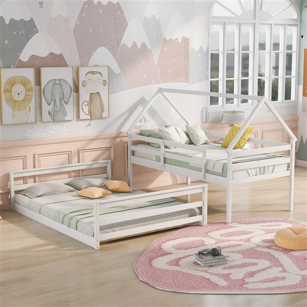 Bunk Bed With Built-in Ladder, White