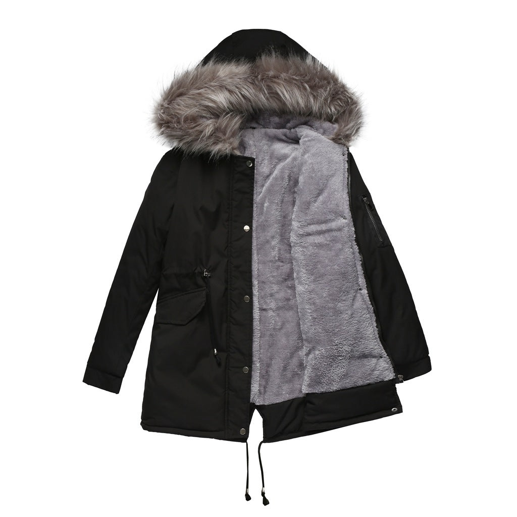 Parka Cotton-padded Coat Mid-length Hooded ShopWithASmile7.com