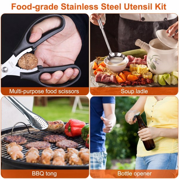 19-Piece Camping Cookware Set with Portable Organizer – Outdoor Cooking Utensils for RV Camping, BBQ, and Picnics