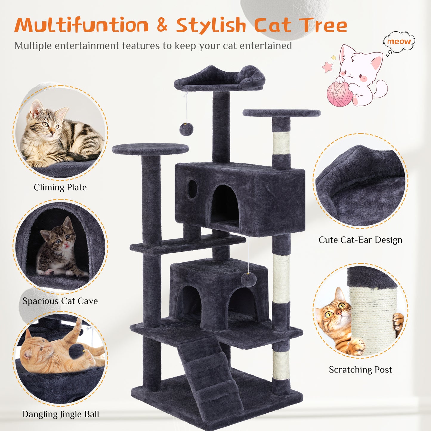Multi Functional Cat Treehouse Cat Climbing Frame ShopWithASmile7.com