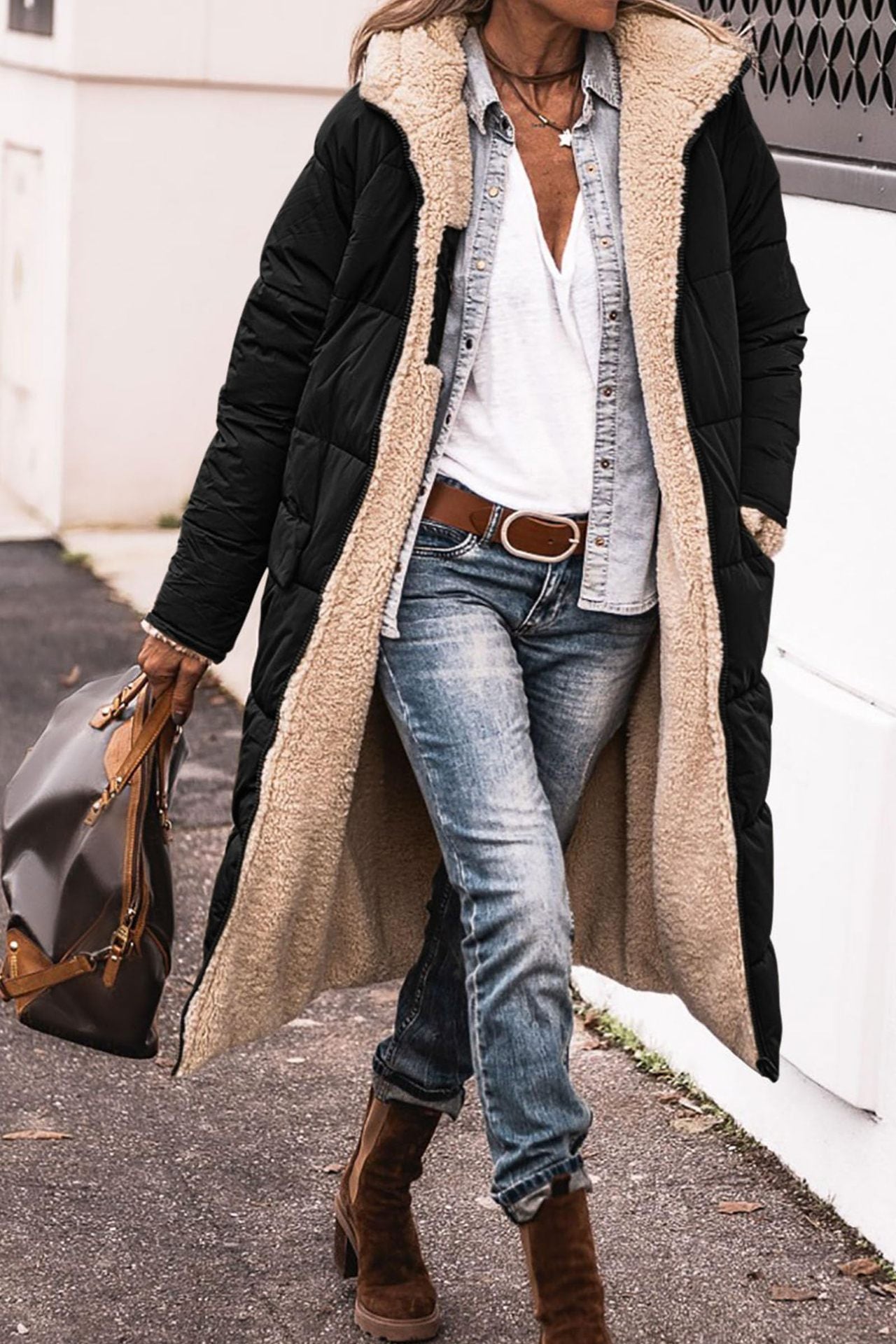 Women's Solid Color Hooded Cotton Jacket Long-sleeved Coat ShopWithASmile7.com