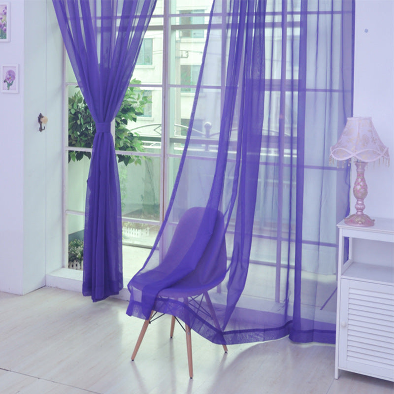 Solid Color Glass Mesh Curtains Transparent Color Ready-made Curtain Punch-free ShopWithASmile7.com