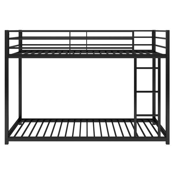 Metal Bunk Bed, Low Bunk Bed With Ladder, Black