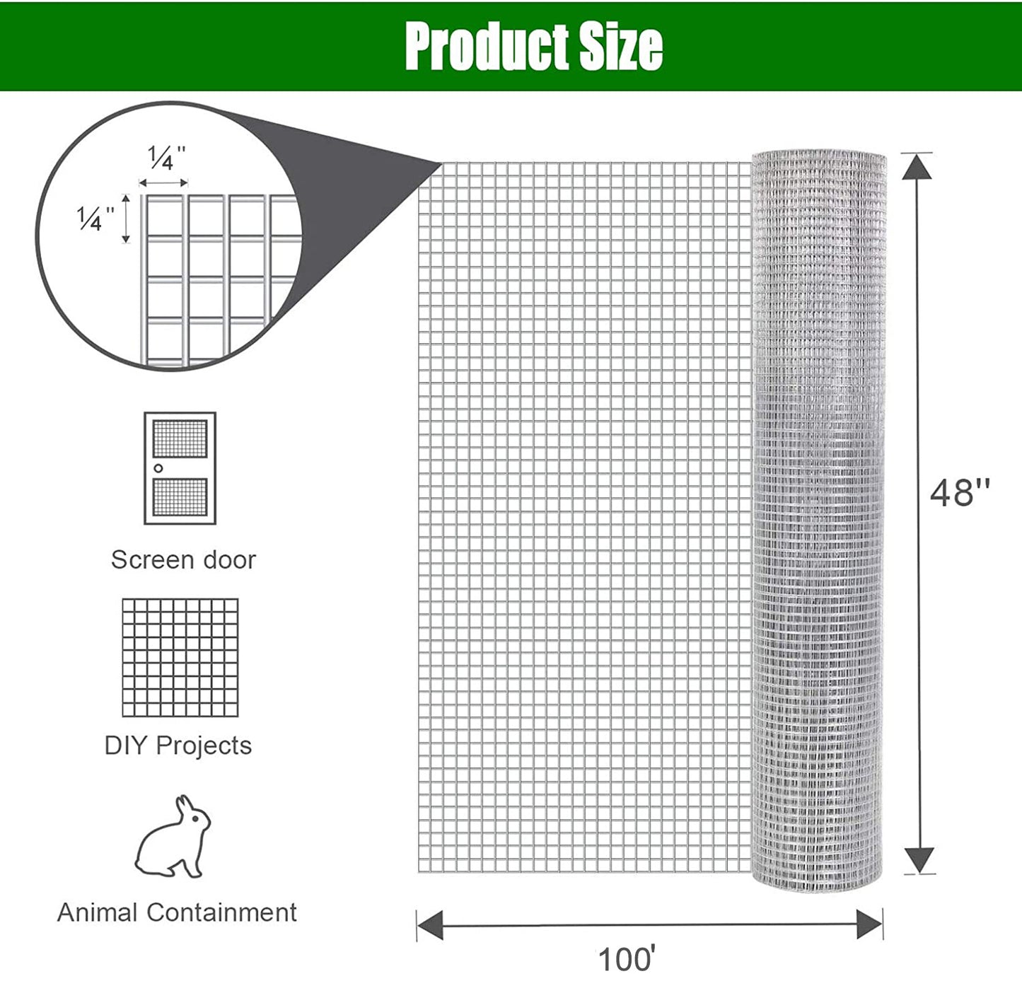 Square Chicken Wire Mesh, Wire Fence Roll, Rabbit Cage Snake Fence