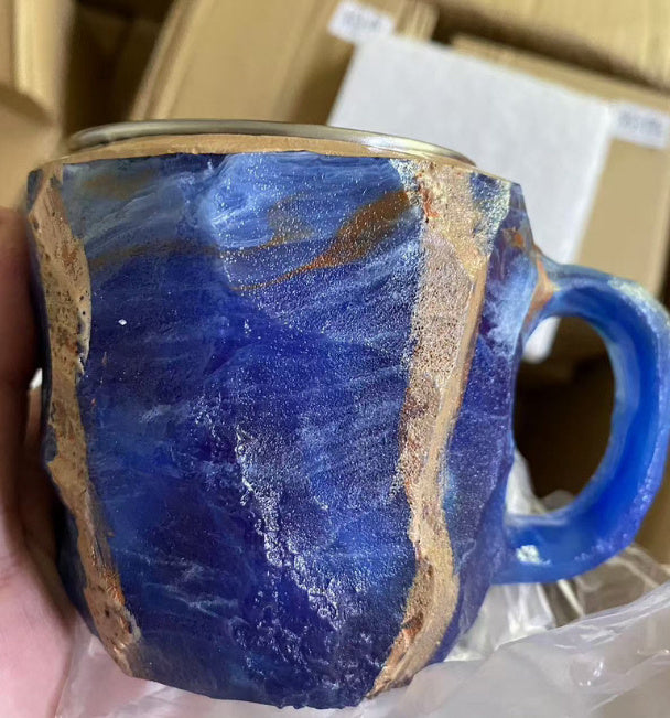 400ml Resin Mineral Crystal Coffee Mugs With Handles Elegant Fake Mineral Crystal Cup For Workplace Home Decor Christmas Gift Kitchen Gadgets ShopWithASmile7.com