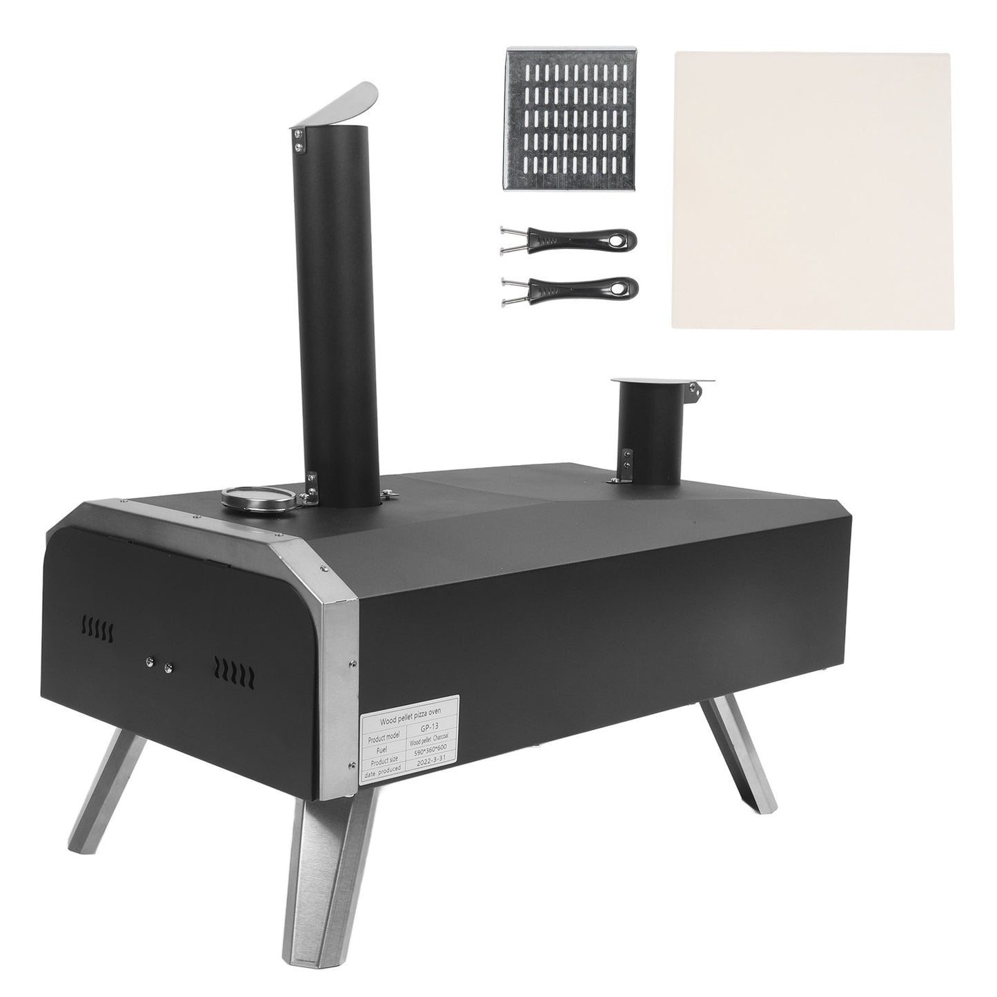 Outdoor Pizza Oven Wood Fired Maker Outside Stove 12in Portable Stainless Steel for Backyard ShopWithASmile.com