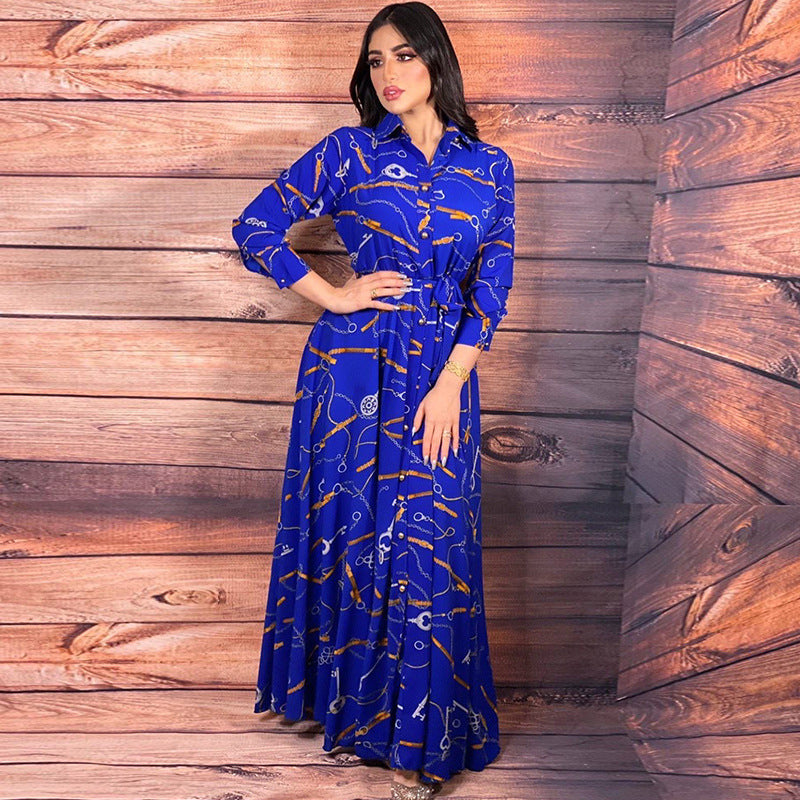 Women's Clothing Southeast Asia Indonesia Retro Print Swing Skirt