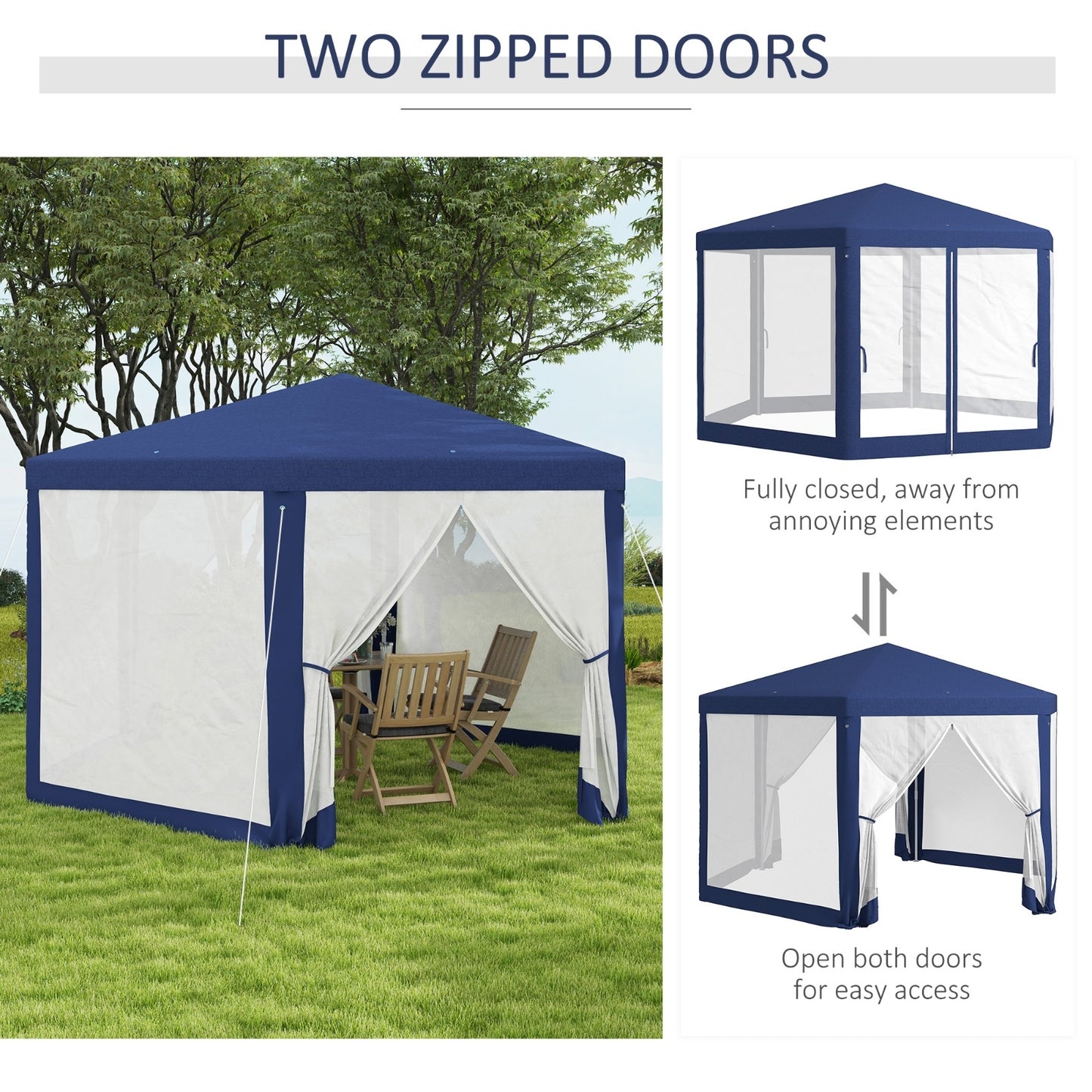 Outsunny 13' X 11' Outdoor Party Tent, Hexagon Sun Shade Shelter Canopy With Protective Mesh Screen