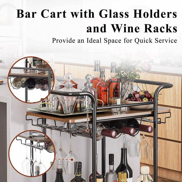 2 Tiers Bar Cart On Wheels