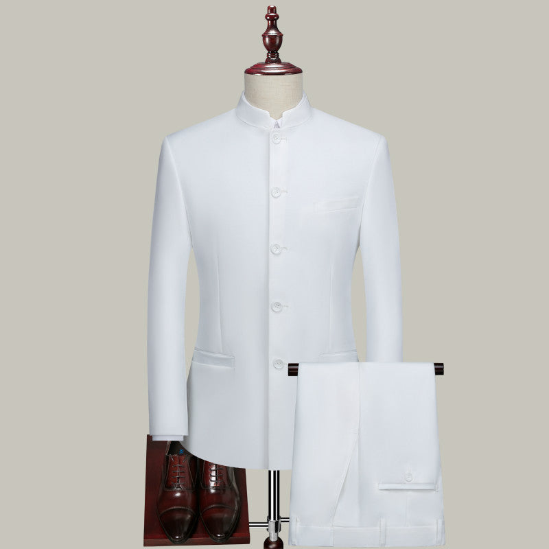 Men's Fashion Slim Fit Standing Collar Suit Pants Set