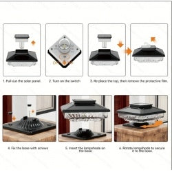 6 Pack Outdoor Solar Poat Cap Lights Cold White IP65 Waterproof For 4x4 5x5 6x6 Wood Posts In Garden Decor White