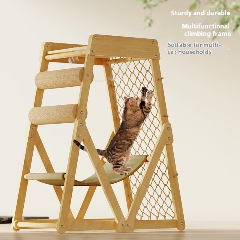 Creative Home Sisal Cat Scratching Column Solid Wood Cat Climbing Frame ShopWithASmile.com