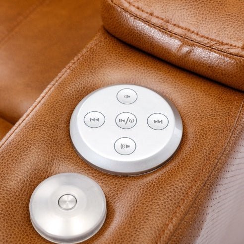 Power Motion Recliner Electric Power Recliner With USB Charging Port, Hidden Arm Storage, Convenient Cup Holder And Bluetooth Speaker, Light Brown