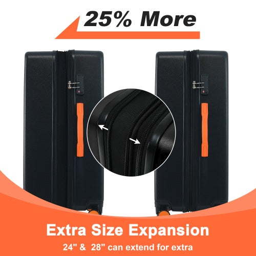 Contrast Color 3 Piece Luggage Set Hardside Spinner Suitcase With TSA Lock 20 24 28 Available