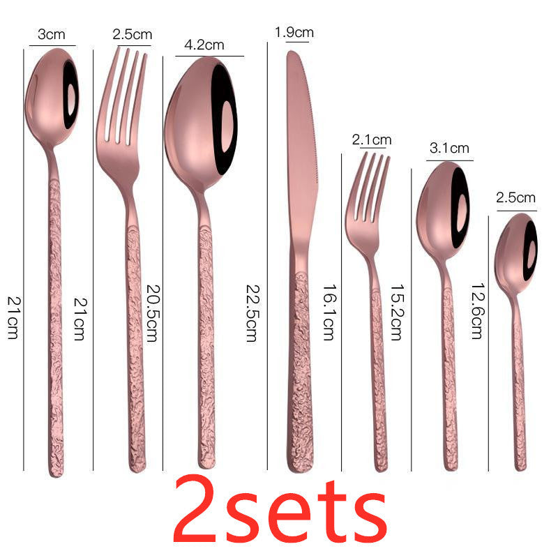 Embossed Textured Handle Steak Cutlery Western Cutlery ShopWithASmile7.com